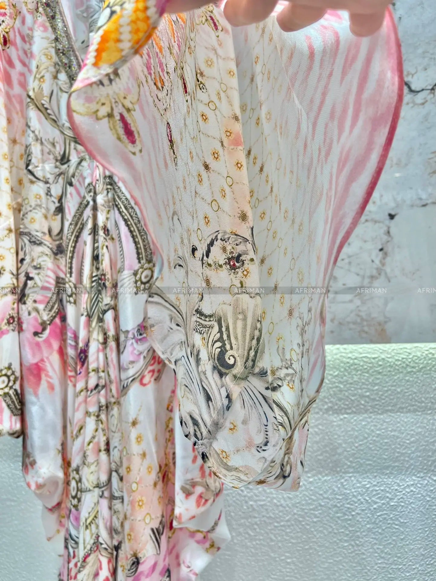 Exquisite designer dress Women New V Neck Crystal Beaded Flare Sleeve